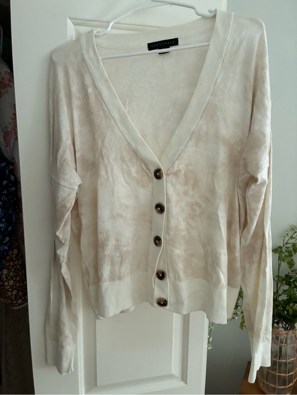 Sanctuary Cream Tie-Dye Button Cardigan